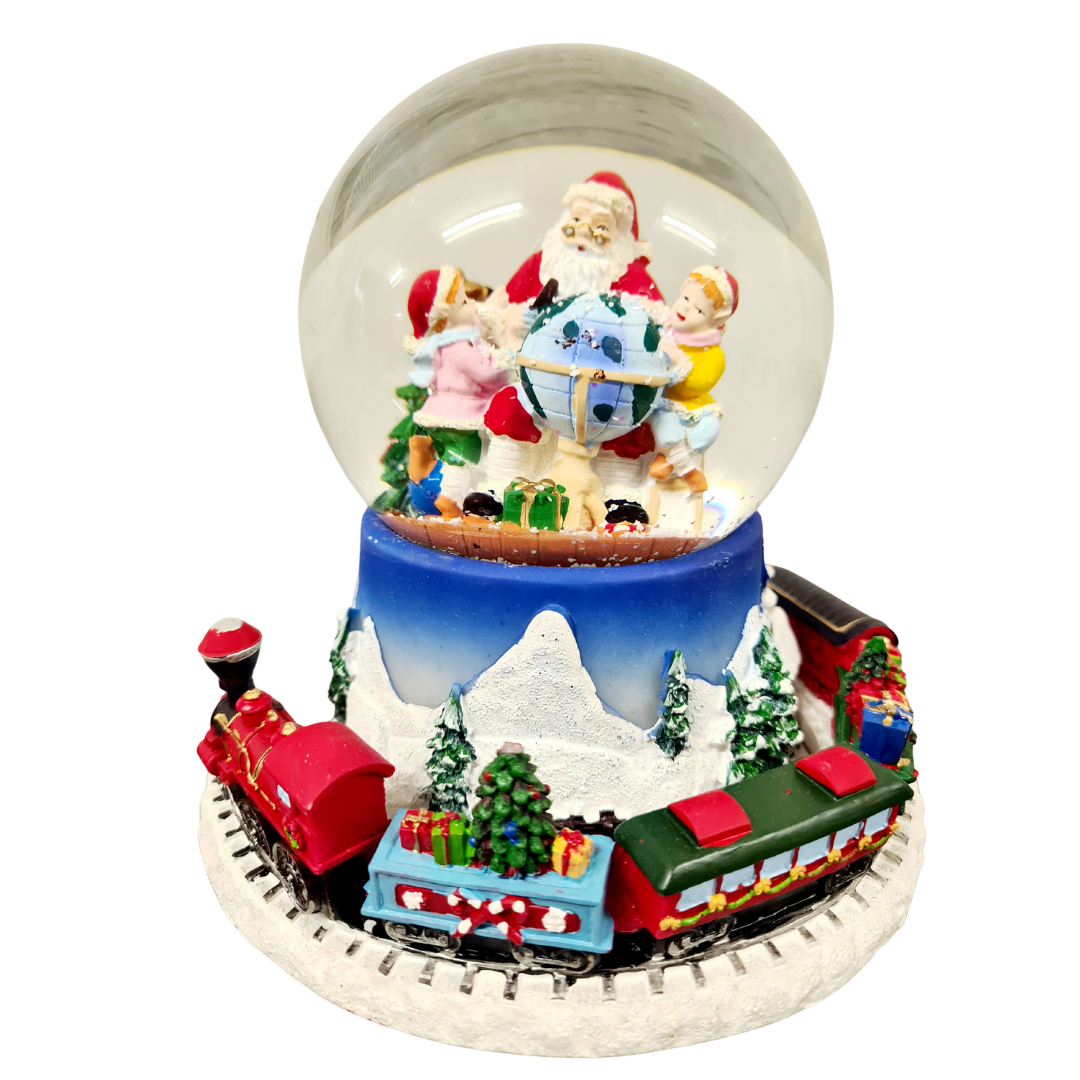 120mm Snowglobe with moving Train and Music – The Christmas Company SA