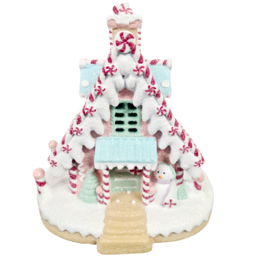 Pinkmas Gingerbread Houses With Lights - 150mm